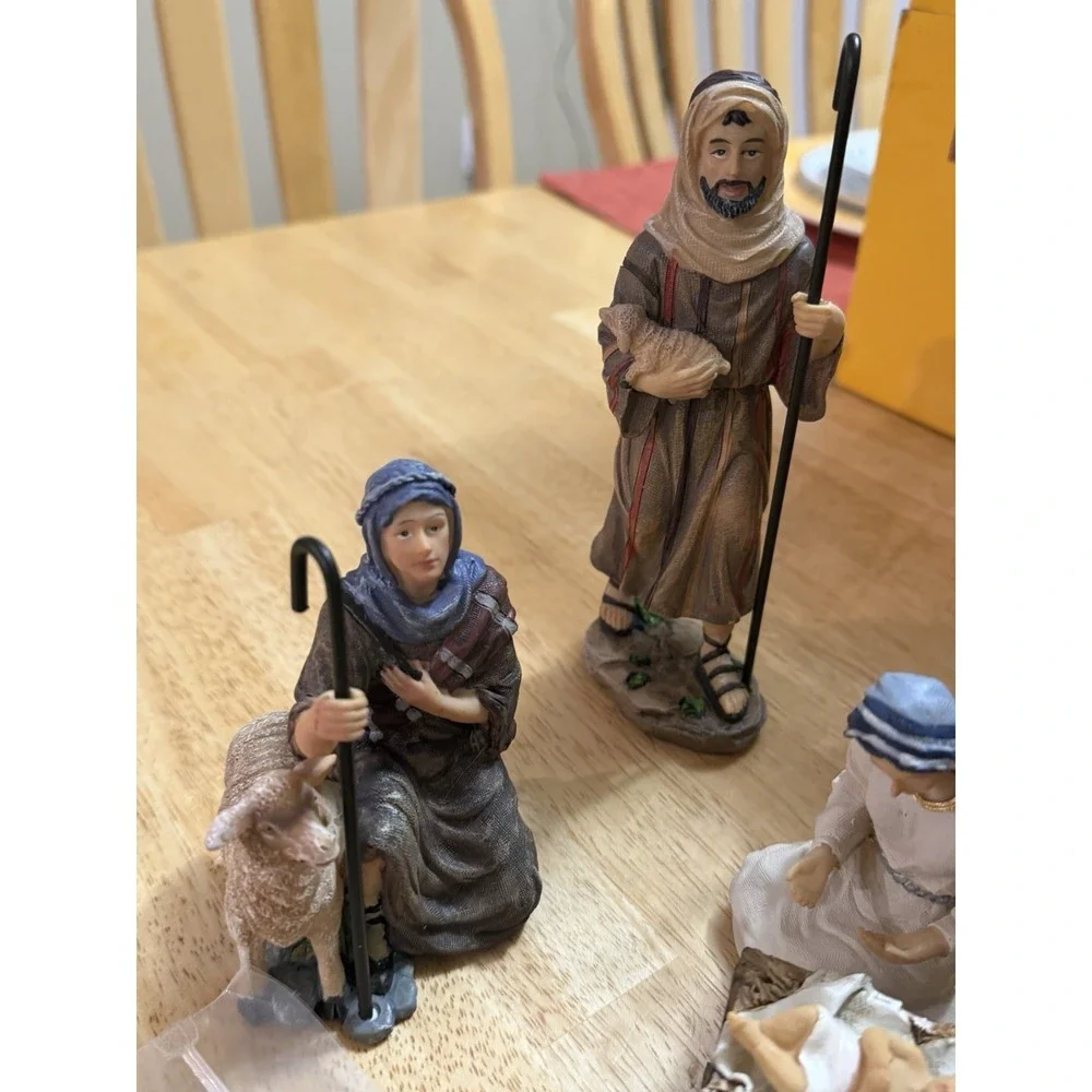 Real Life Christmas Nativity Scene 14 Pc Three‎ Kings Gifts 7 Inch Figures w/box
